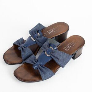 Italian Shoemakers Denim Bow Slip-On Sandals Size 10